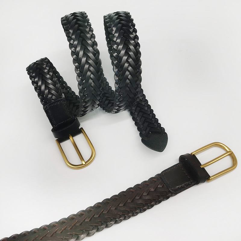 real cowhide leather braided belts