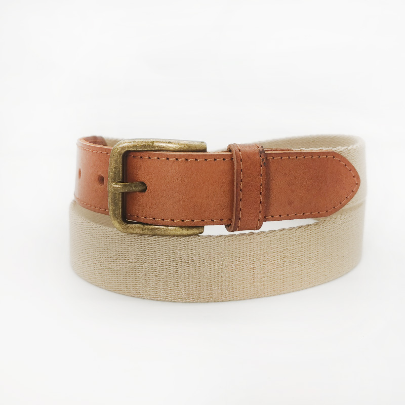 genuine leather tag canvas belt