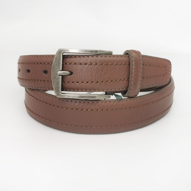 double stitched pu leather belts men