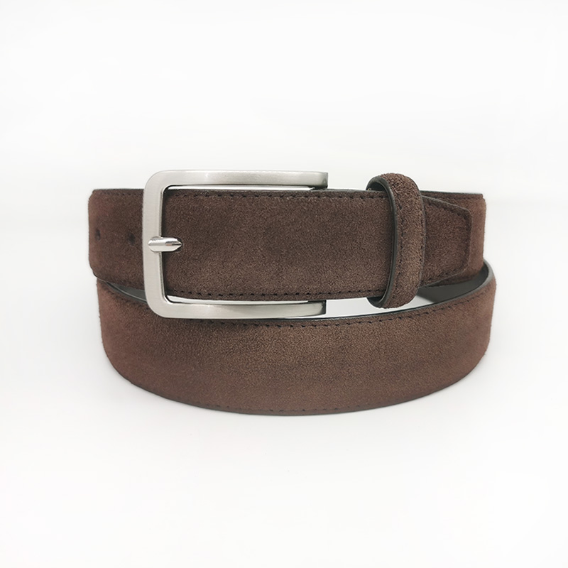 coffee suede leather belts for men KS2