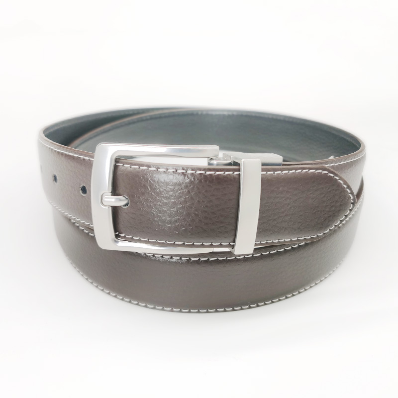 split leather reversible belts with rotate buckle