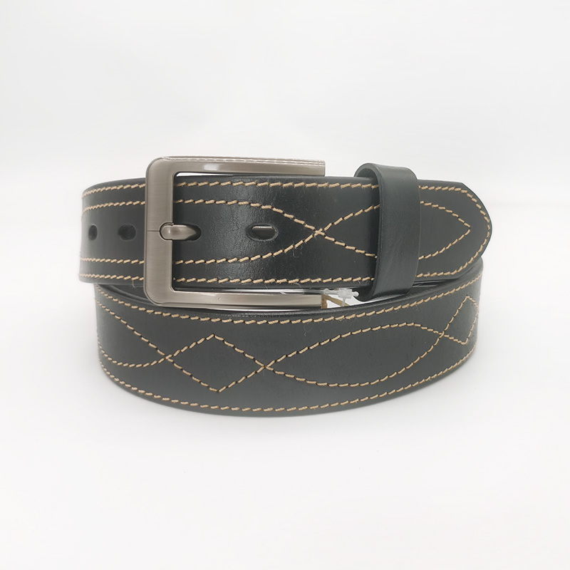 genuine leather belt with stitches