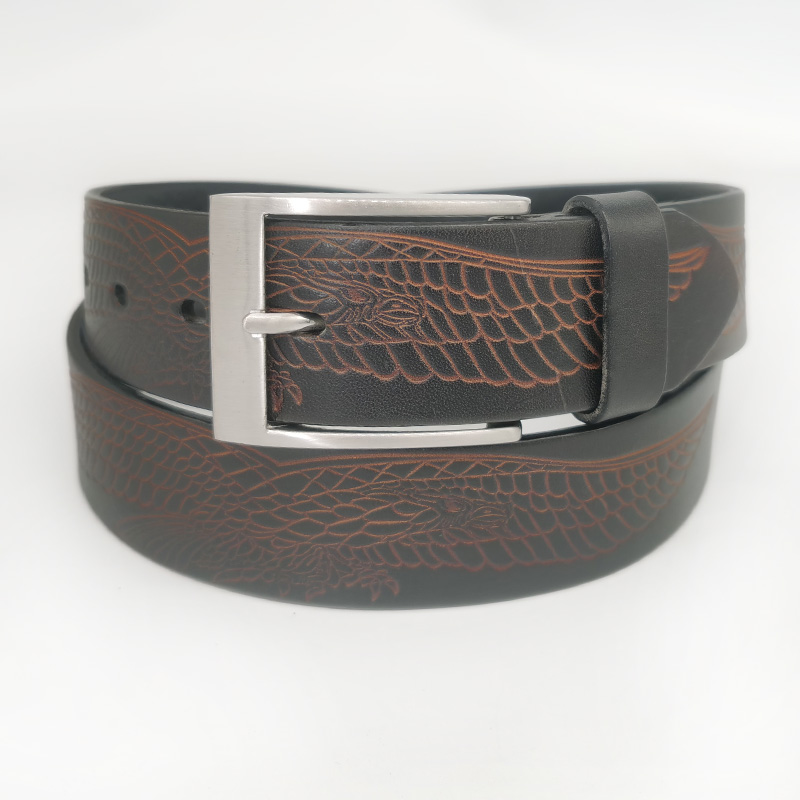 embossed genuine leather belt