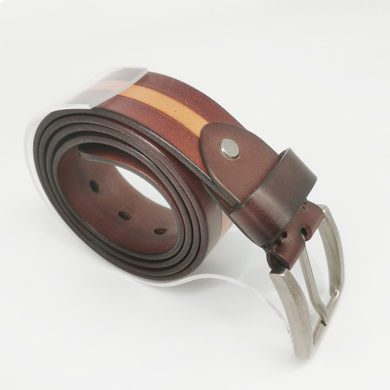 patchwork genuine leather belt for men