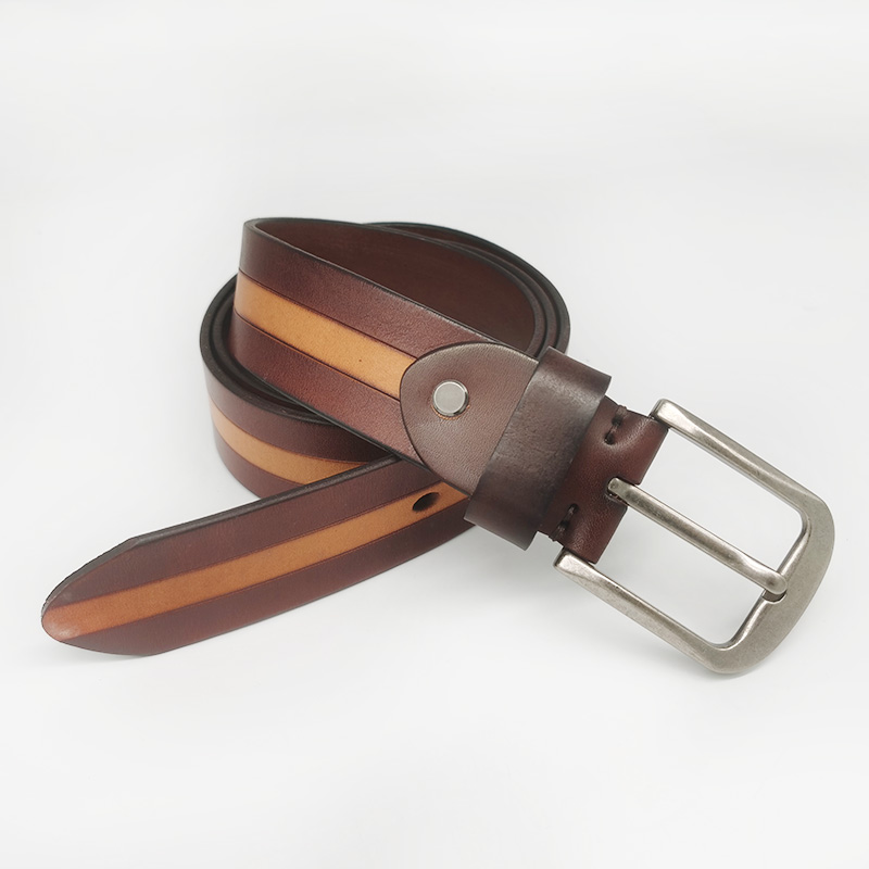 patchwork genuine leather belt for men