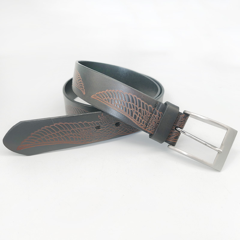 embossed genuine leather belt