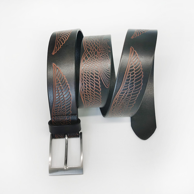 embossed genuine leather belt