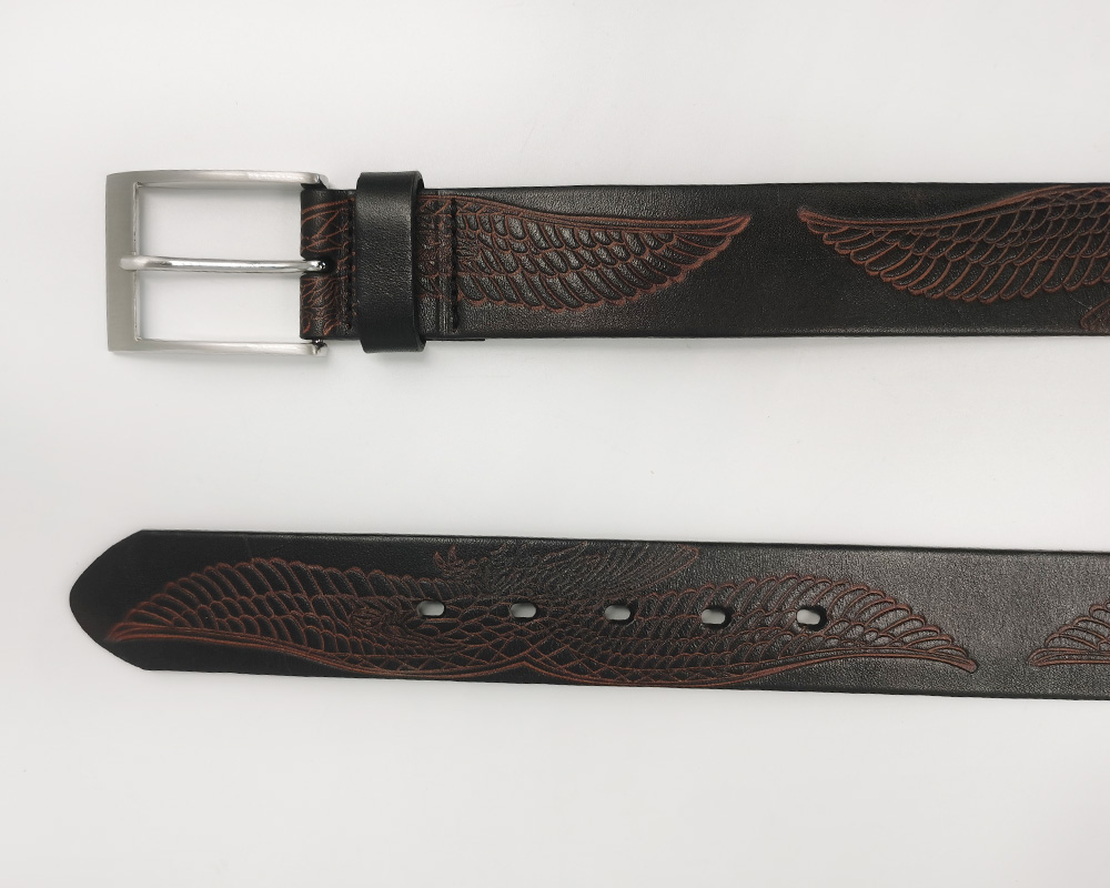 embossed genuine leather belt