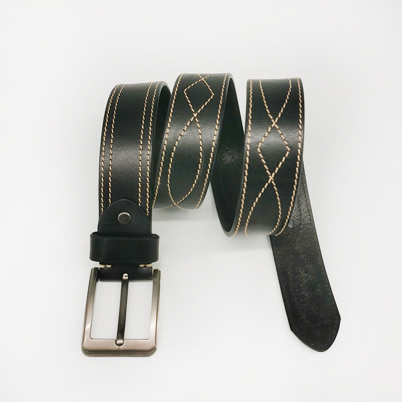 genuine leather belt with stitches