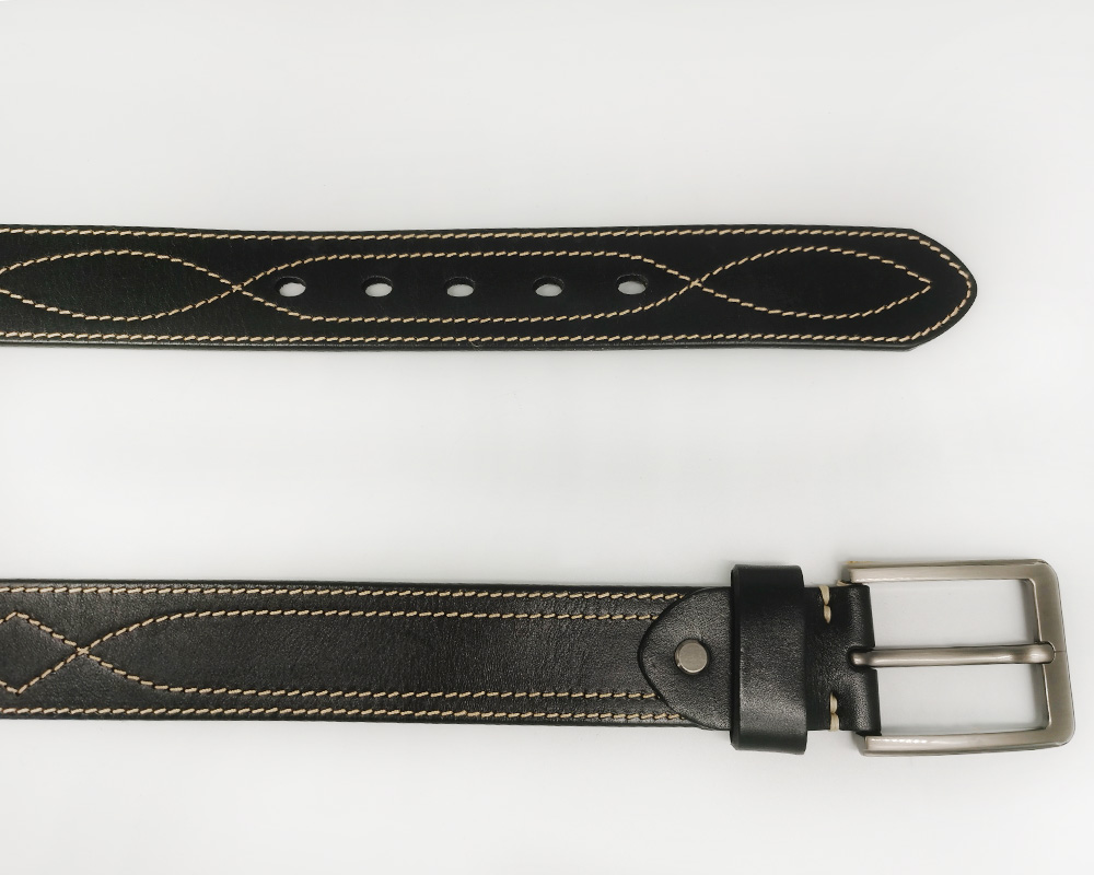 genuine leather belt with stitches