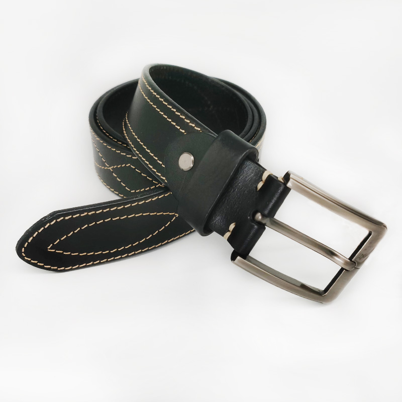 genuine leather belt with stitches