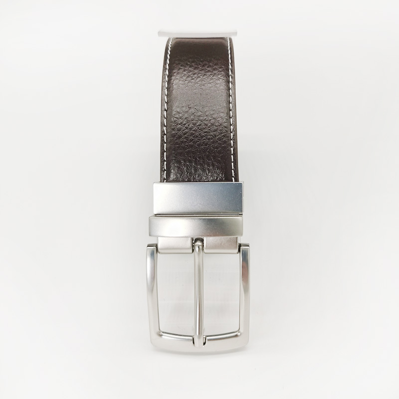 split leather reversible belts with rotate buckle