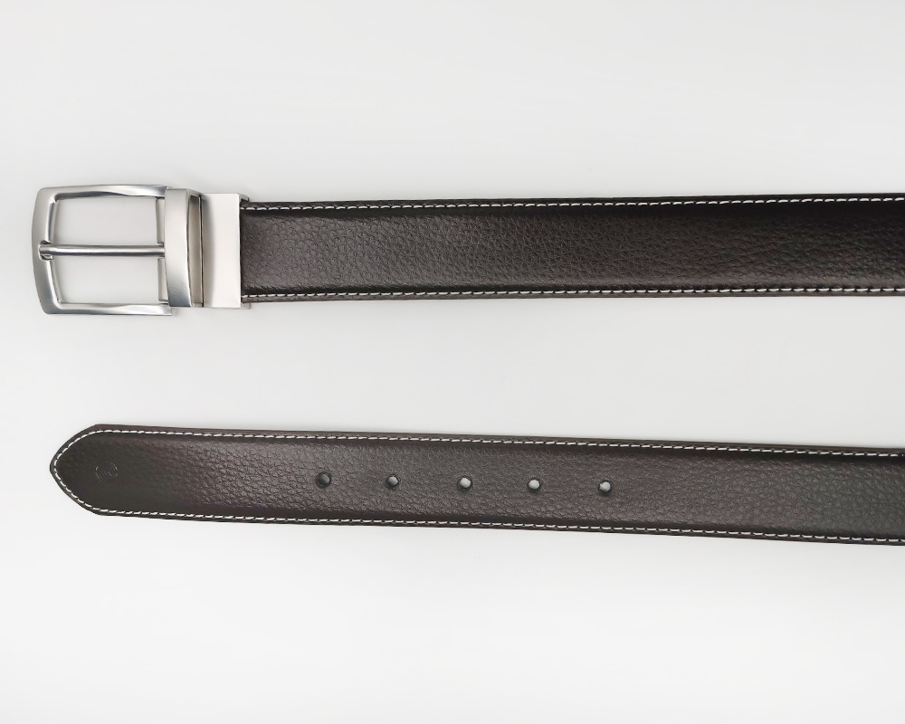 split leather reversible belts with rotate buckle