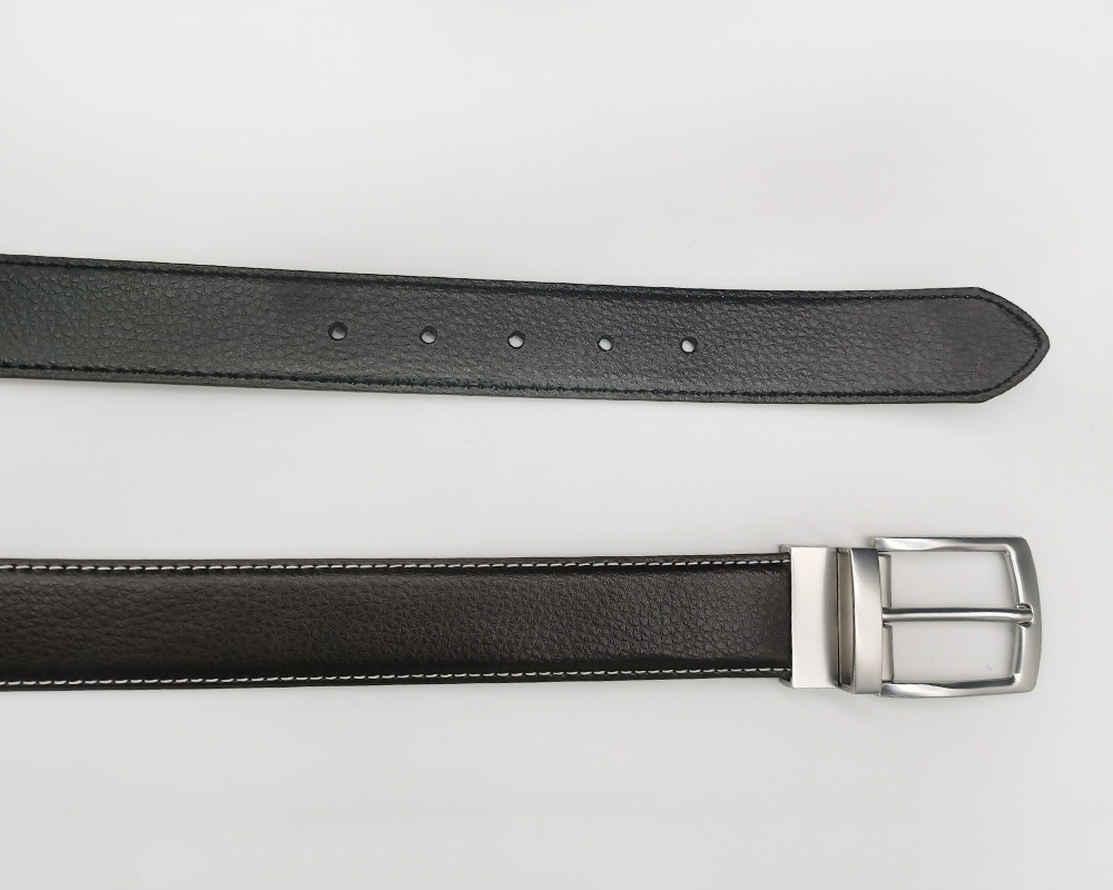 split leather reversible belts with rotate buckle