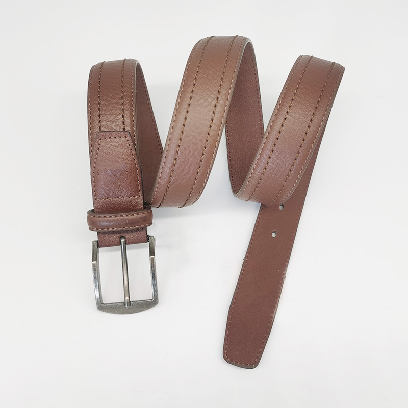 double stitched pu leather belts men