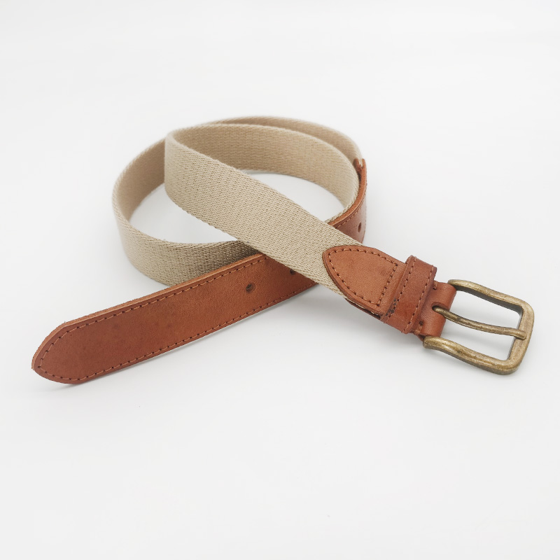 genuine leather tag canvas belt