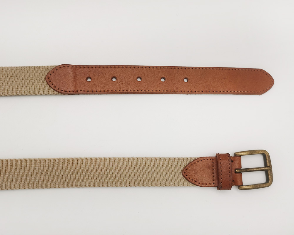 genuine leather tag canvas belt