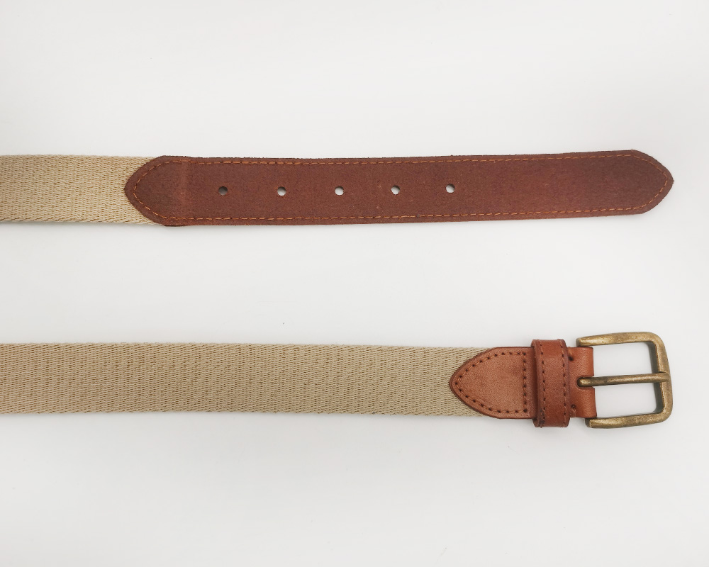 genuine leather tag canvas belt