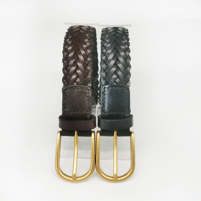 real cowhide leather braided belts