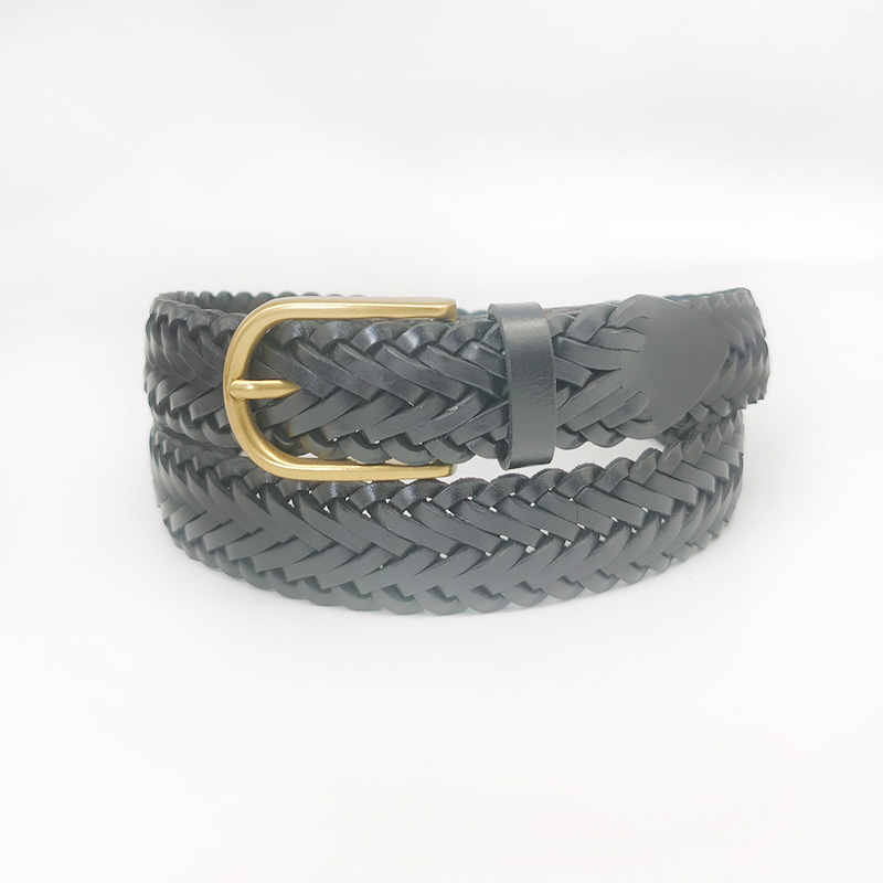 real cowhide leather braided belts