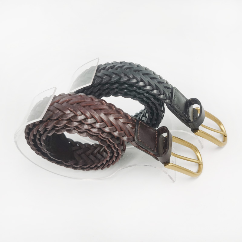 real cowhide leather braided belts