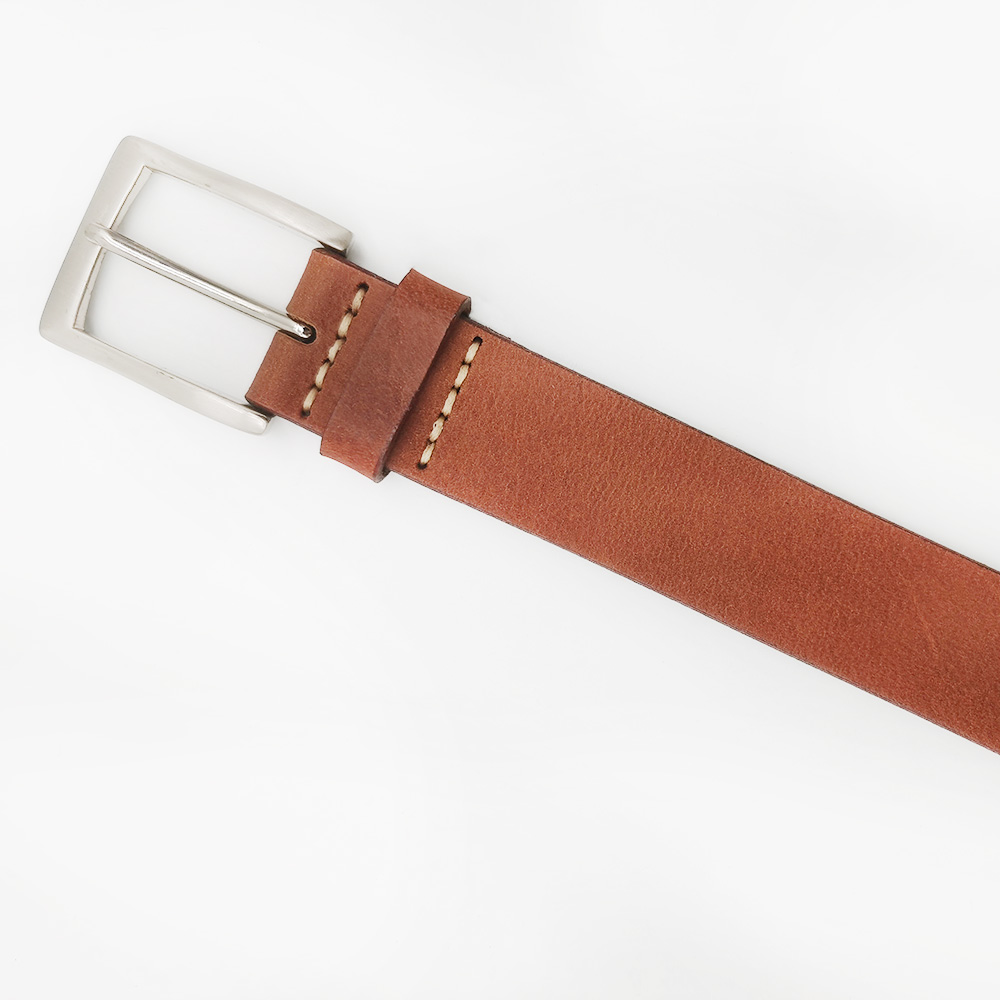 flat leather belts with zinc alloy buckle