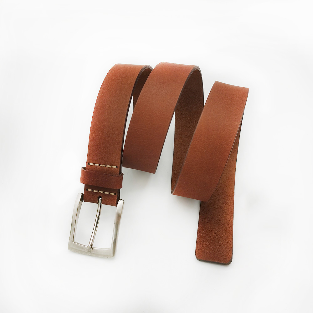 flat leather belts with zinc alloy buckle