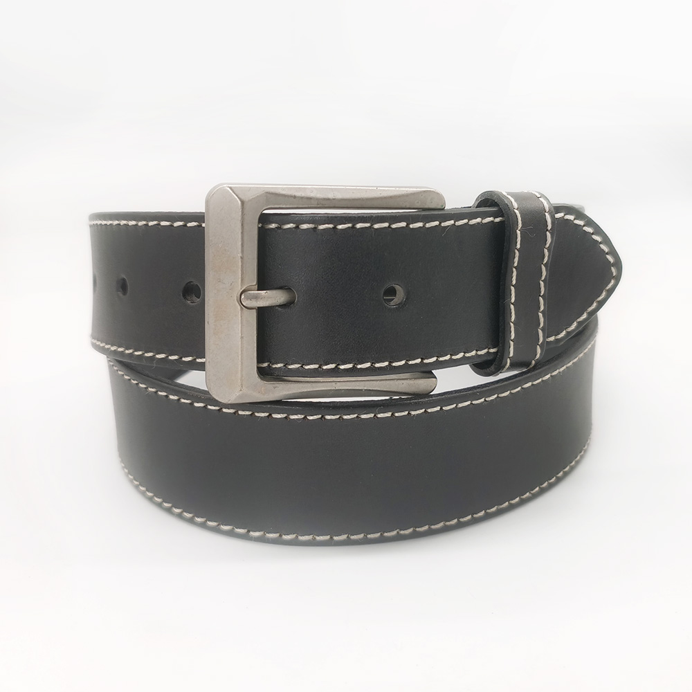 wide black leather belts with stitched buckle