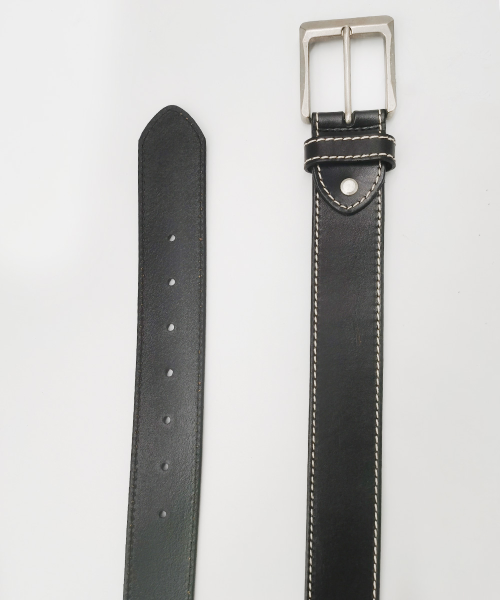 wide black leather belts with stitched buckle