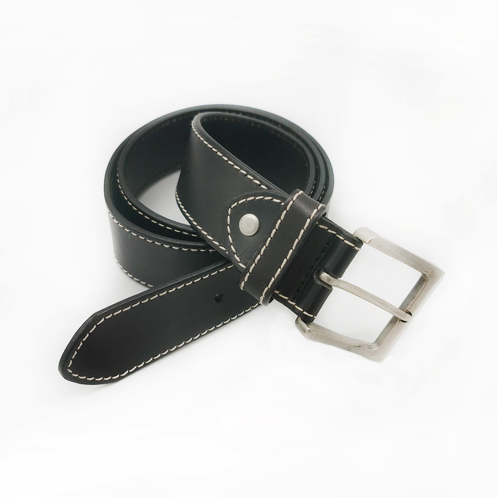 wide black leather belts with stitched buckle