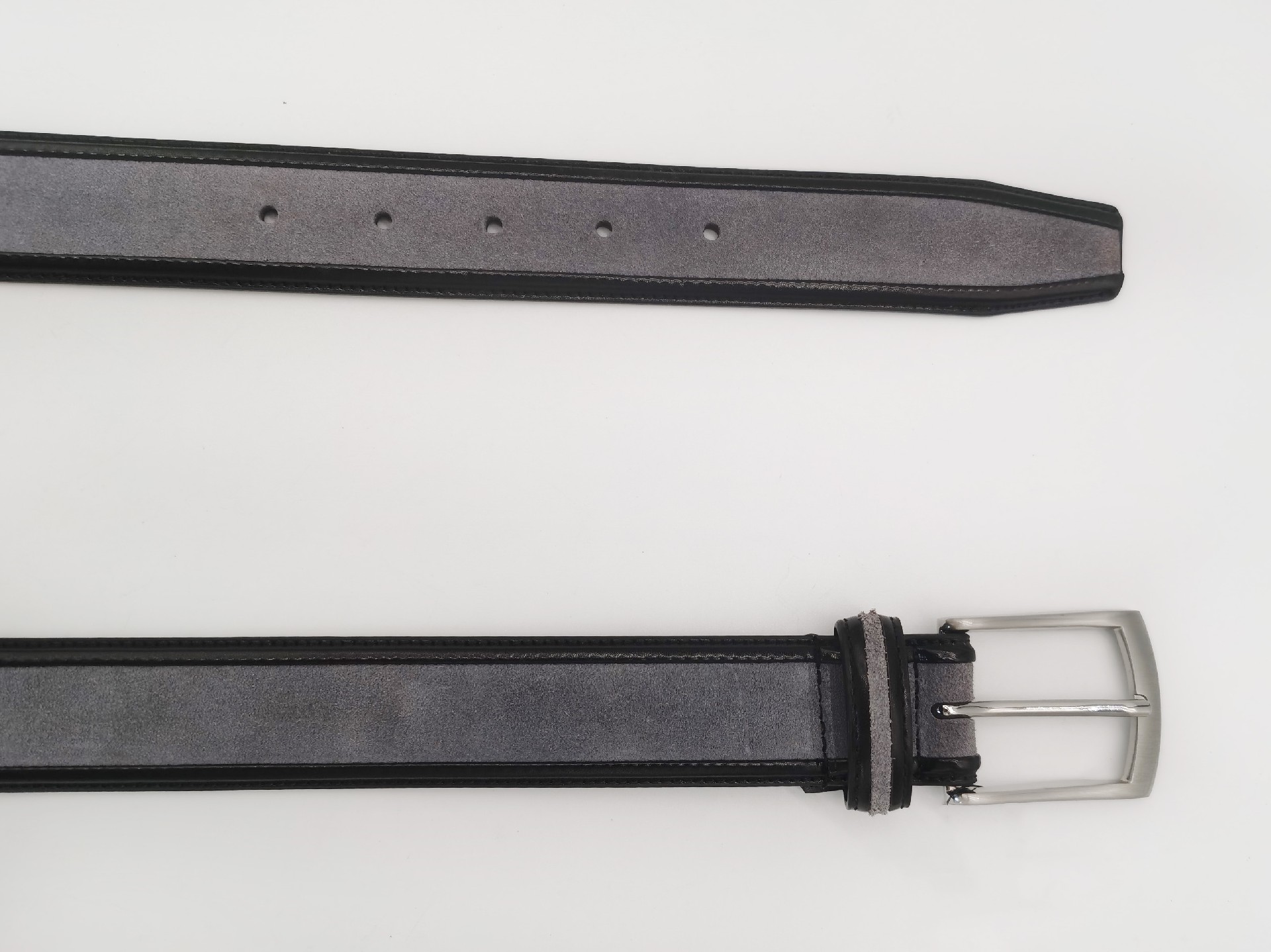 suede leather and split leather patchwork belts