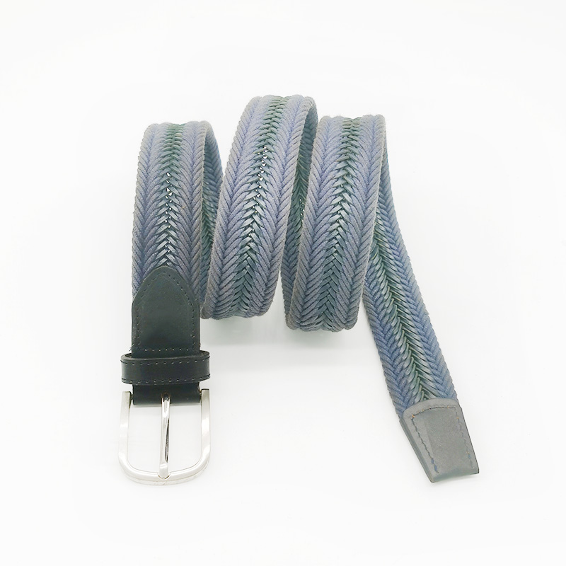 cotton cord knitted belts with full grain leather tag