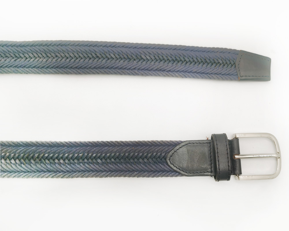 cotton cord knitted belts with full grain leather tag