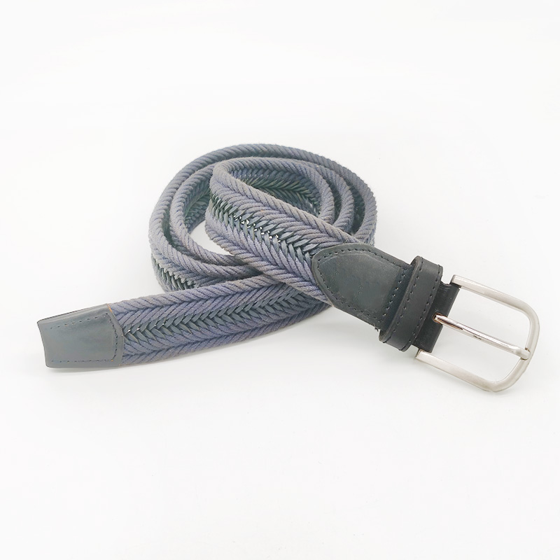 cotton cord knitted belts with full grain leather tag