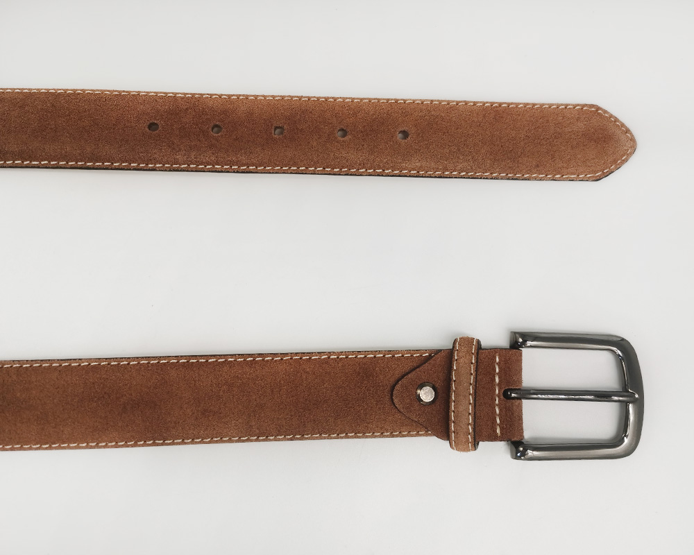 feathered edge suede leather belt