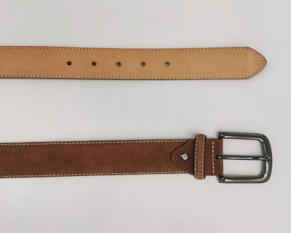 feathered edge suede leather belt