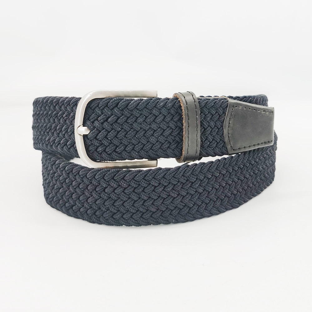 solid color elastic belts with leather tag