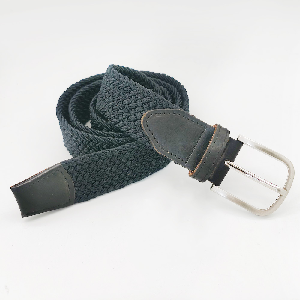 solid color elastic belts with leather tag KS2017-214