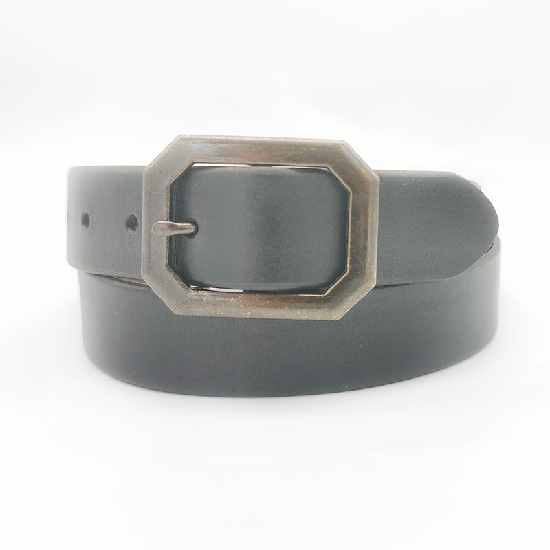 black cowhide leather flat belts