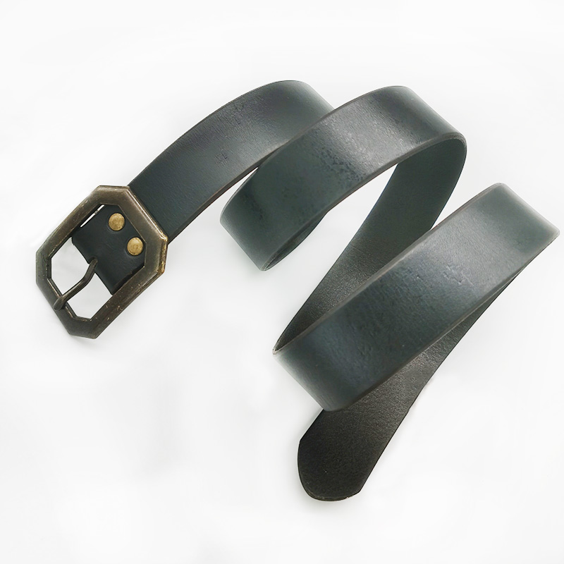 black cowhide leather flat belts