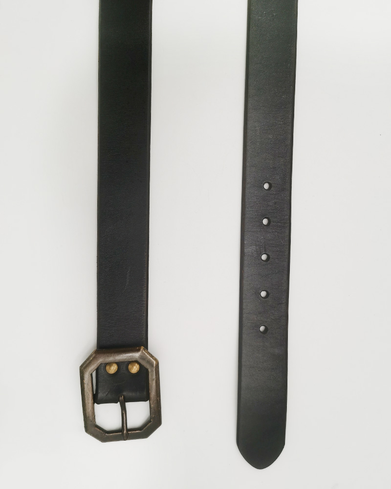 black cowhide leather flat belts