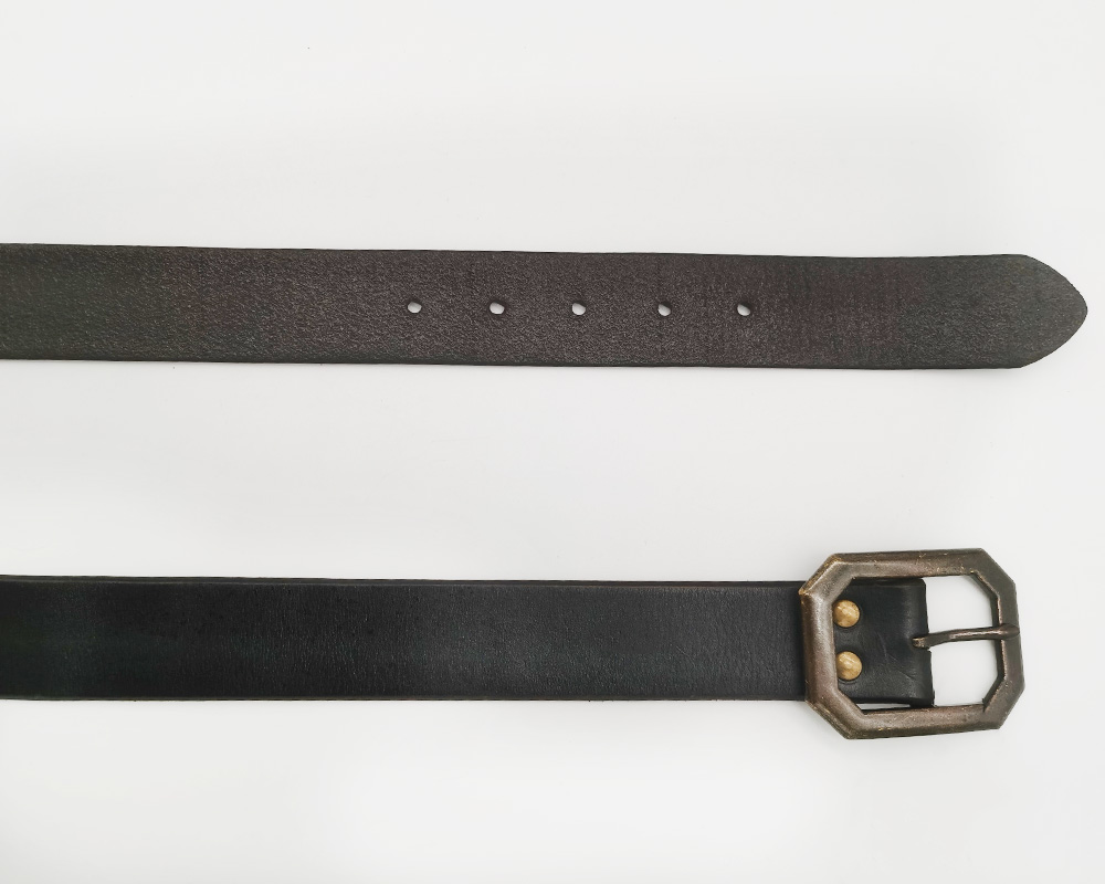 black cowhide leather flat belts