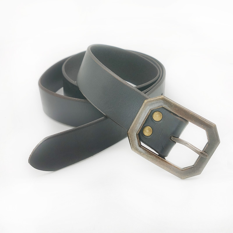 black cowhide leather flat belts