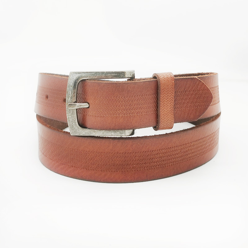 pin buckle embossed leather belts