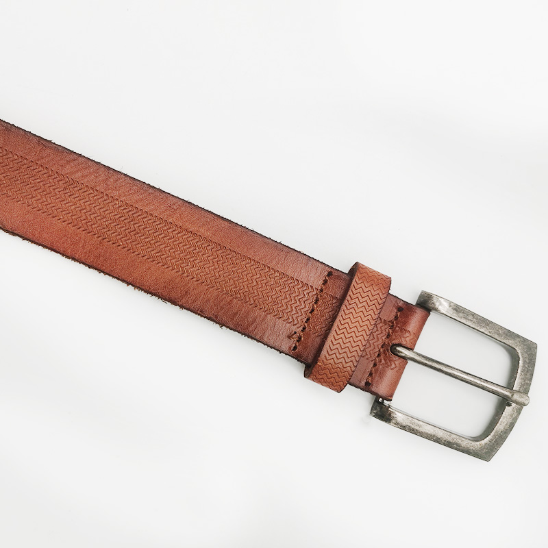 pin buckle embossed leather belts