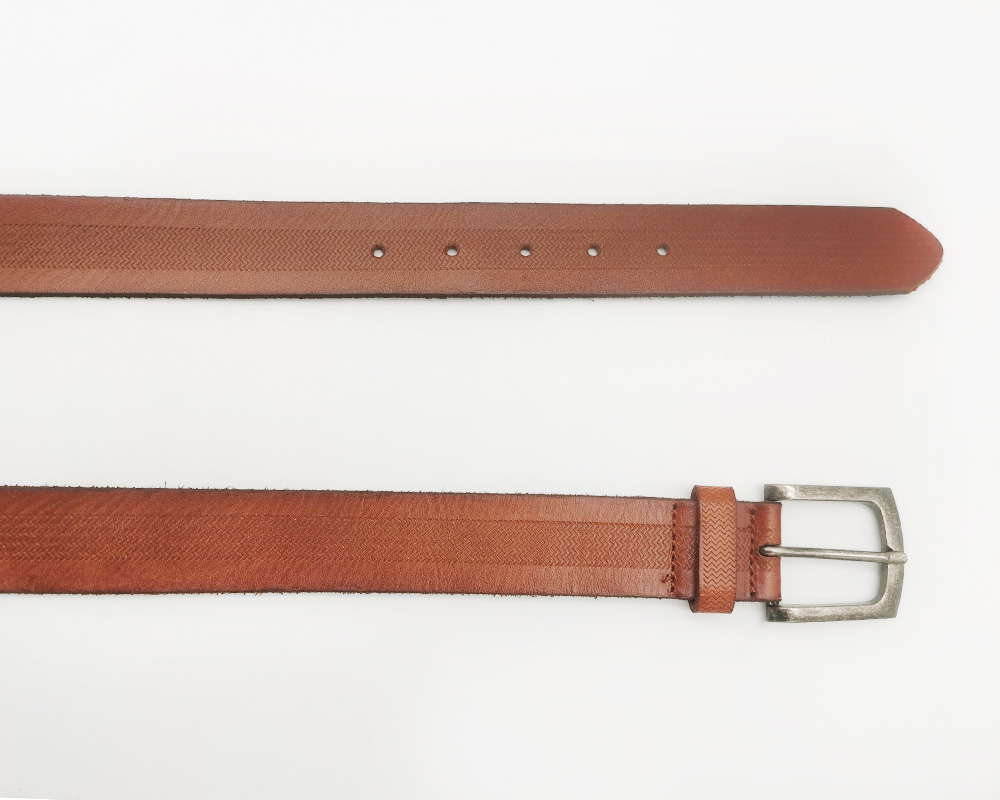 pin buckle embossed leather belts