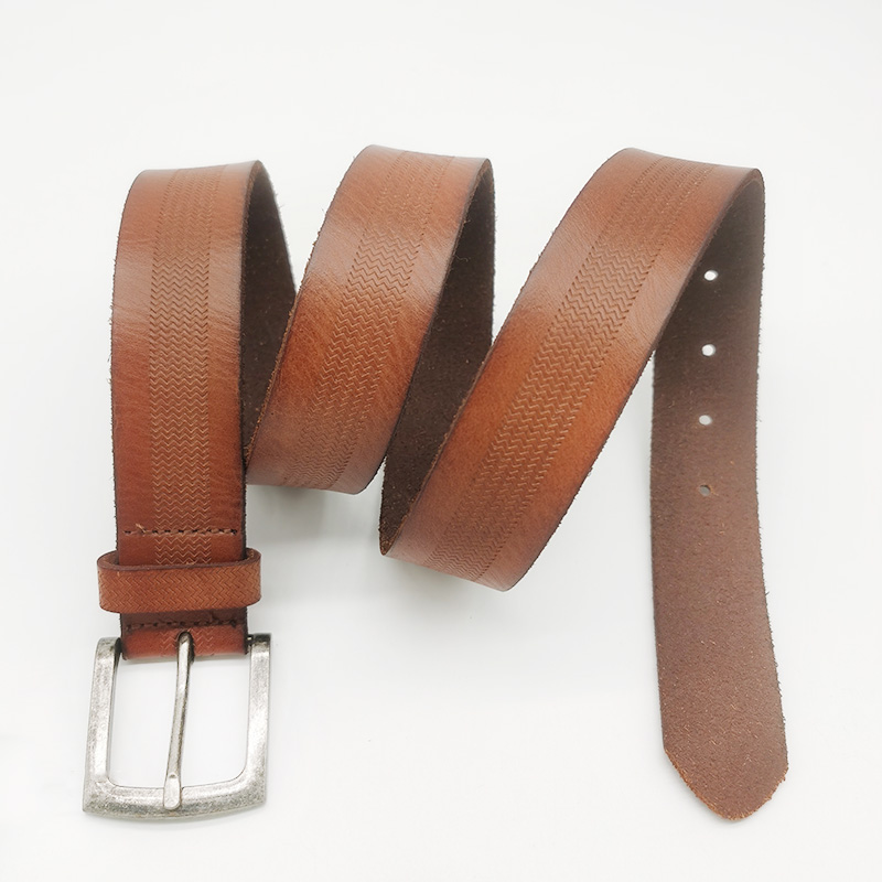 pin buckle embossed leather belts