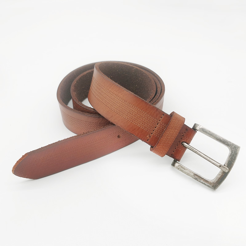 pin buckle embossed leather belts