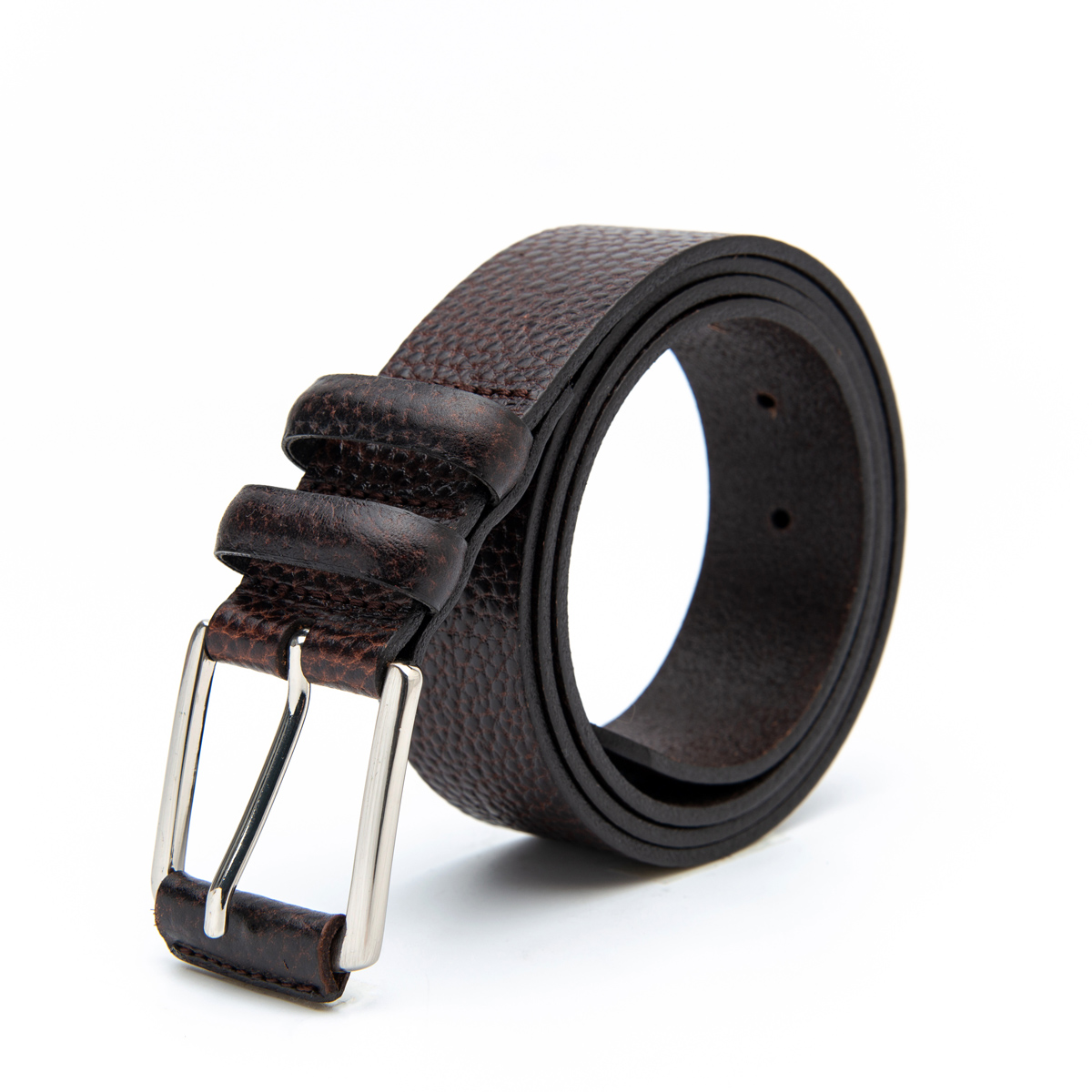 35mm wide pin buckle full grain leather belt