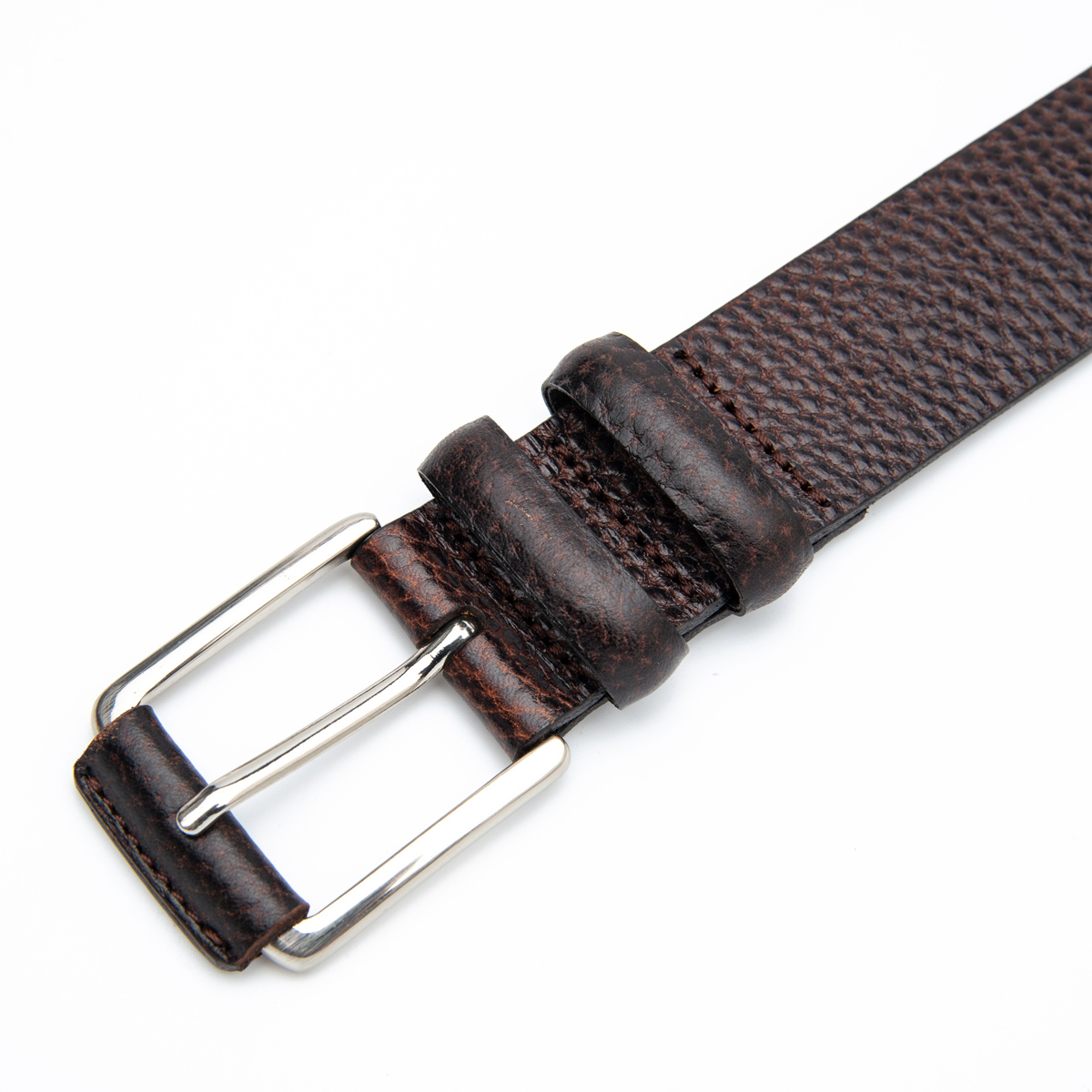 35mm wide pin buckle full grain leather belt